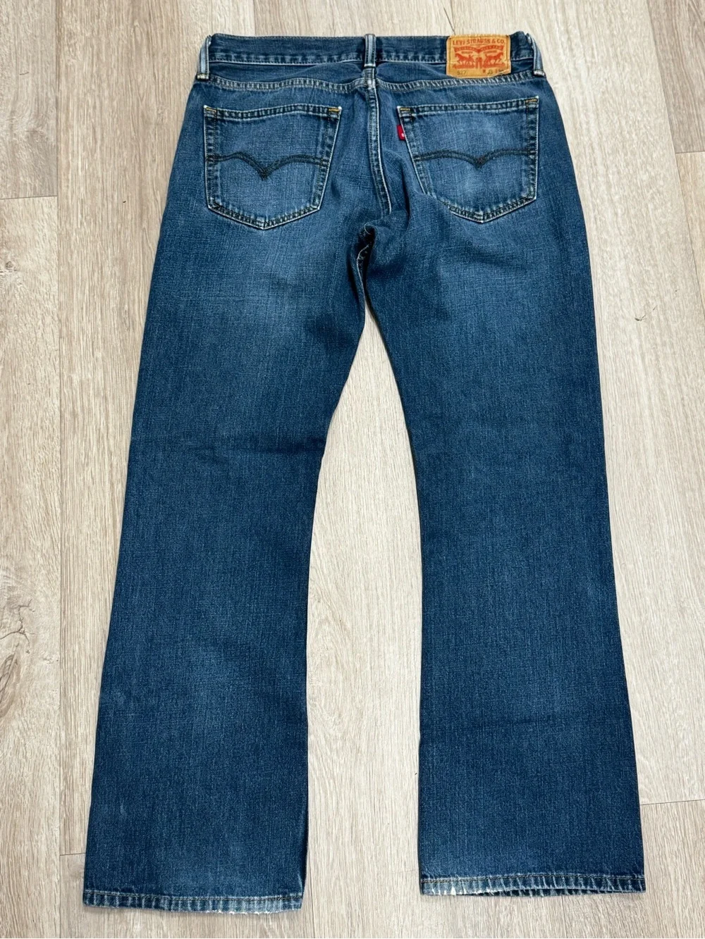 Levis 527 Jeans Mens 33x32 Blue Slim Bootcut Dark Wash Denim Western R TAB Fade